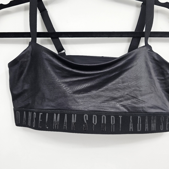 Adam Selman Sport Bra Black Logo Band Lounge Bralette Size L NWOT - Picture 2 of 5